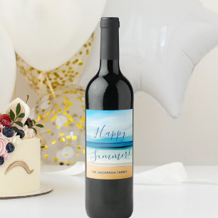 Étiquette Pour Bouteilles De Vin Joyeux été plage nautique mer tropicale