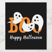 Étiquette Pour Bouteilles De Vin Joyeux Halloween Boo Ghosts Black (Étiquettes simples)