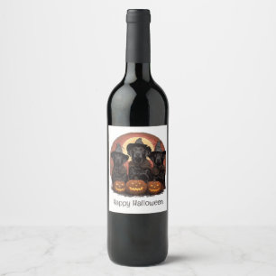 Étiquette Pour Bouteilles De Vin Joyeux Halloween Labrador Retriever Chiens Casquet