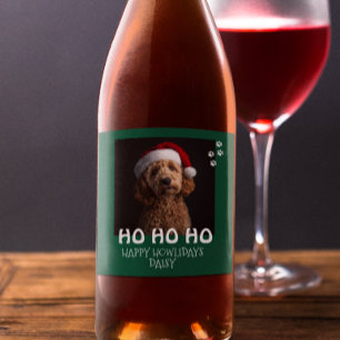 Étiquette Pour Bouteilles De Vin Joyeux Howlidays From Dog Photo Christmas