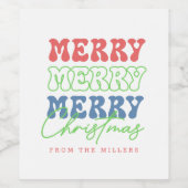 Étiquette Pour Bouteilles De Vin Joyeux, Joyeux, Joyeux Noël typographie rétro (Étiquettes simples)