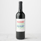 Étiquette Pour Bouteilles De Vin Joyeux, Joyeux, Joyeux Noël typographie rétro (Devant)
