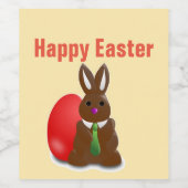 Étiquette Pour Bouteilles De Vin Joyeux lapin au chocolat de Pâques (Étiquettes simples)