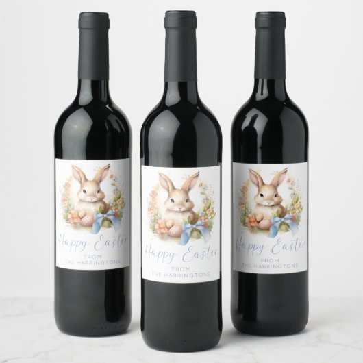 Étiquette Pour Bouteilles De Vin Joyeux Lapin de Pâques (Bouteilles)