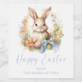 Étiquette Pour Bouteilles De Vin Joyeux Lapin de Pâques (Étiquettes simples)