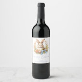 Étiquette Pour Bouteilles De Vin Joyeux Lapin de Pâques (Devant)