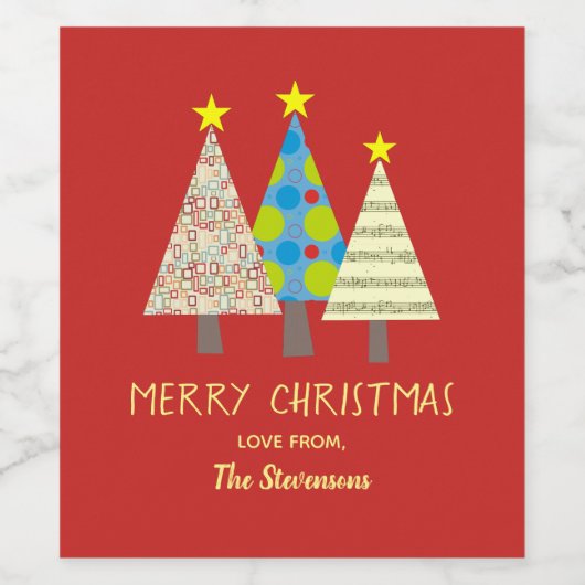 Étiquette Pour Bouteilles De Vin Joyeux Noël (Étiquettes simples)