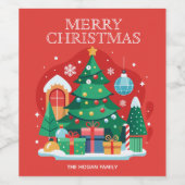 Étiquette Pour Bouteilles De Vin Joyeux Noël (Étiquettes simples)