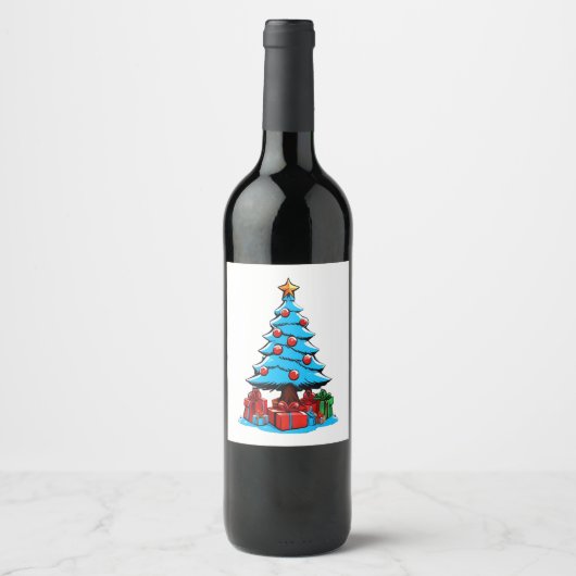 Étiquette Pour Bouteilles De Vin Joyeux Noël 3D (Devant)