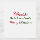 Étiquette Pour Bouteilles De Vin joyeux noël applaudissements ajouter nom de famill (Étiquettes simples)