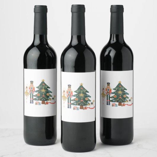Étiquette Pour Bouteilles De Vin Joyeux Noël avec Nutcracker Ballet (Bouteilles)