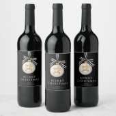 Étiquette Pour Bouteilles De Vin Joyeux Noël Bauble noir & blanc (Bouteilles)