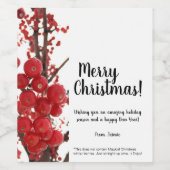 Étiquette Pour Bouteilles De Vin Joyeux Noël, Berries d'hiver (Étiquettes simples)