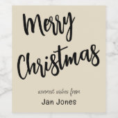 Étiquette Pour Bouteilles De Vin Joyeux Noël Black & Pearl, Nom sur l'ensemble 6 (Étiquettes simples)