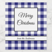 Étiquette Pour Bouteilles De Vin Joyeux Noël bleu rustique (Étiquettes simples)