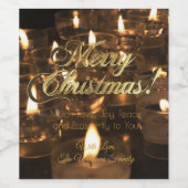 Étiquette Pour Bouteilles De Vin Joyeux Noël bougies brûlantes (Étiquettes simples)