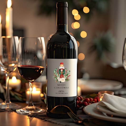 Étiquette Pour Bouteilles De Vin Joyeux Noël Casse-Noisette Script Festif Personnal