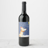 Étiquette Pour Bouteilles De Vin Joyeux Noël - Chien mignon (Devant)
