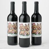 Étiquette Pour Bouteilles De Vin Joyeux Noël Chiens Goldendoodle (Bouteilles)