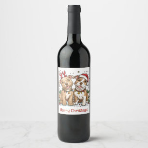 Étiquette Pour Bouteilles De Vin Joyeux Noël Chiens Pit Bull