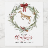 Étiquette Pour Bouteilles De Vin Joyeux Noël classique Joyeux hiver Wreath (Étiquettes simples)