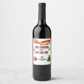 Étiquette Pour Bouteilles De Vin Joyeux Noël Custom Étiquette bouteille de vin