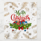 Étiquette Pour Bouteilles De Vin Joyeux Noël, design de vacances, (Étiquettes simples)