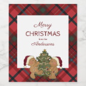 Étiquette Pour Bouteilles De Vin Joyeux Noël Deux Ours Arbre Décoration (Étiquettes simples)