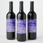 Étiquette Pour Bouteilles De Vin Joyeux Noël d'hiver violet (Bouteilles)