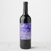 Étiquette Pour Bouteilles De Vin Joyeux Noël d'hiver violet (Devant)
