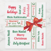 Étiquette Pour Bouteilles De Vin Joyeux Noël différentes langues personnalisées (Étiquettes simples)