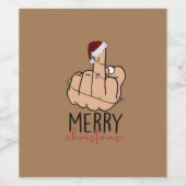Étiquette Pour Bouteilles De Vin Joyeux Noël donner le doigt (Étiquettes simples)