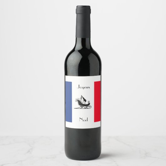 Étiquette Pour Bouteilles De Vin Joyeux Noel Drapeau Français Noël (Devant)