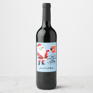 Étiquette Pour Bouteilles De Vin joyeux noël et un pop-corn de nouvelle année