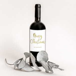 Étiquette Pour Bouteilles De Vin Joyeux Noël   Faux Gold Décontracté Script sur bla