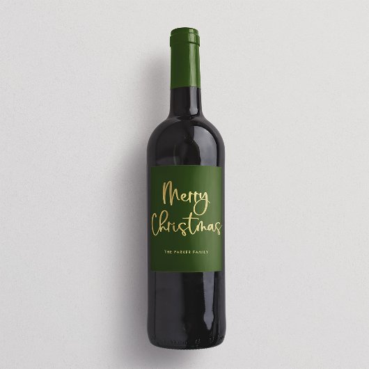 Étiquette Pour Bouteilles De Vin Joyeux Noël | Faux Gold Décontracté Script sur Ver