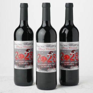 Étiquette Pour Bouteilles De Vin Joyeux Noël Fête Nouvelle Année 2026