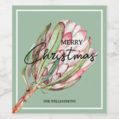 Étiquette Pour Bouteilles De Vin Joyeux Noël Fleur tropicale (Étiquettes simples)