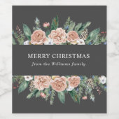 Étiquette Pour Bouteilles De Vin joyeux Noël fleuri hiver moderne (Étiquettes simples)