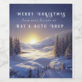 Étiquette Pour Bouteilles De Vin Joyeux Noël Forêt d'hiver Sunrise Paysage (Étiquettes simples)