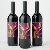 Étiquette Pour Bouteilles De Vin Joyeux Noël - Fuchsia violet et or (Bouteilles)