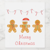 Étiquette Pour Bouteilles De Vin Joyeux Noël Gingerbread Hommes (Étiquettes simples)