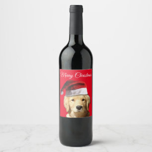Étiquette Pour Bouteilles De Vin Joyeux Noël Golden Retriever