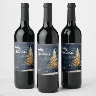 Étiquette Pour Bouteilles De Vin Joyeux Noël Golden Tree Vin Étiquette