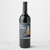 Étiquette Pour Bouteilles De Vin Joyeux Noël Golden Tree Vin Étiquette (Devant)