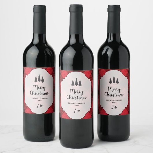 Étiquette Pour Bouteilles De Vin Joyeux Noël Joyeux noir rouge (Bouteilles)