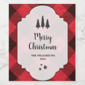 Étiquette Pour Bouteilles De Vin Joyeux Noël Joyeux noir rouge (Étiquettes simples)