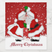 Étiquette Pour Bouteilles De Vin Joyeux Noël Mistletoe Père Noël (Étiquettes simples)