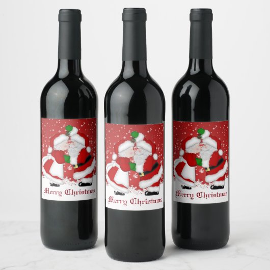 Étiquette Pour Bouteilles De Vin Joyeux Noël Mistletoe Père Noël (Bouteilles)