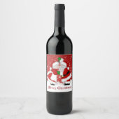 Étiquette Pour Bouteilles De Vin Joyeux Noël Mistletoe Père Noël (Devant)
